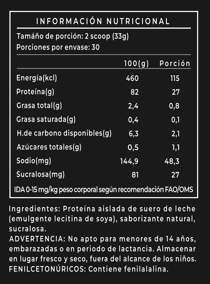 Whey Protein Isolate Chocolate  1kg